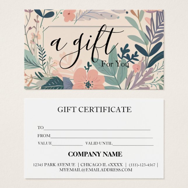 Simple & Modern Business Gift Certificate (Front & Back)