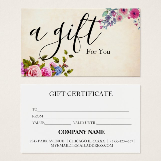 Simple & Modern Business Gift Certificate (Front & Back)