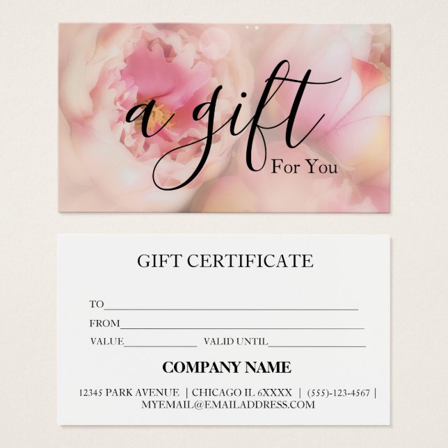 Simple & Modern Business Gift Certificate (Front & Back)