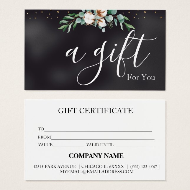 Simple & Modern Business Gift Certificate (Front & Back)