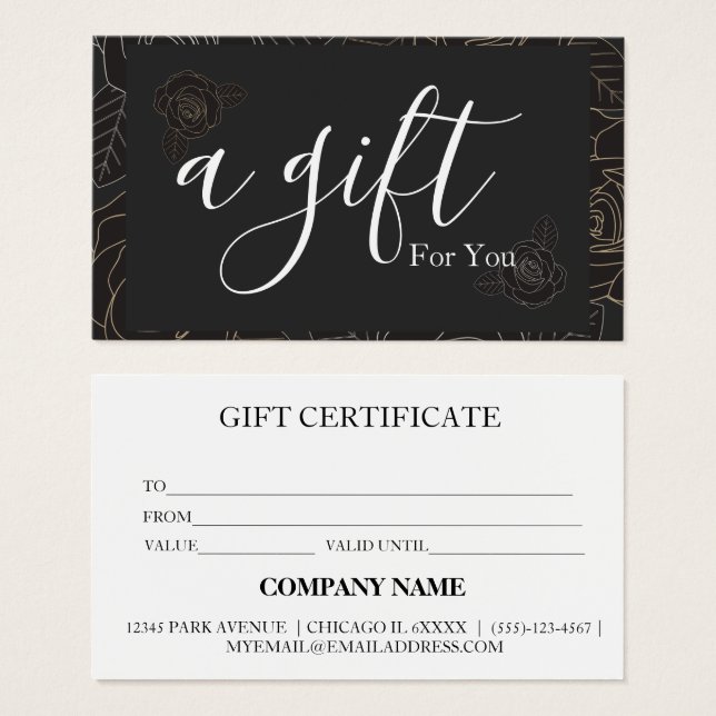Simple & Modern Business Gift Certificate (Front & Back)