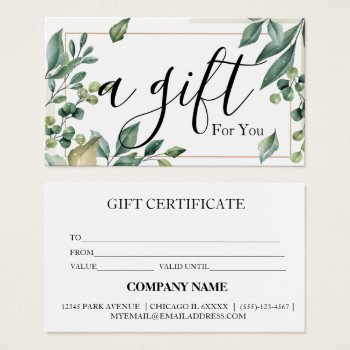 Simple & Modern Business Gift Certificate by sunbuds at Zazzle