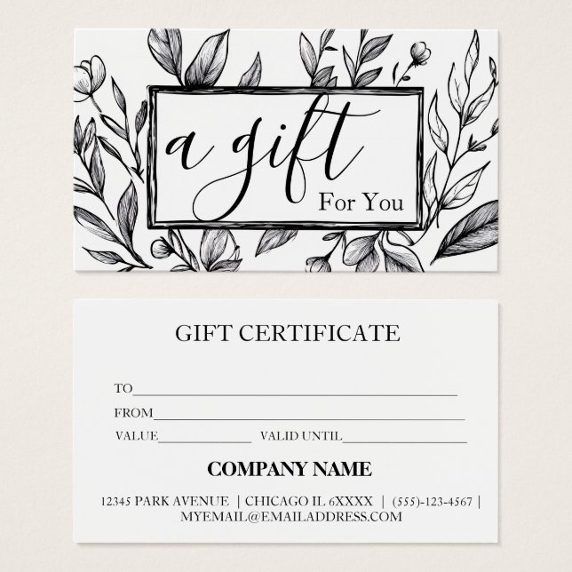 Simple & Modern Business Gift Certificate (Front & Back)
