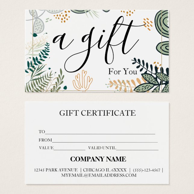 Simple & Modern Business Gift Certificate (Front & Back)