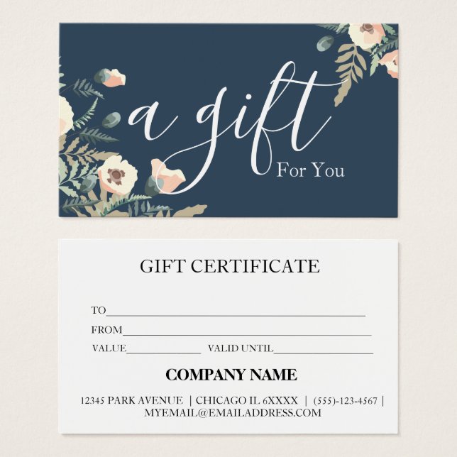 Simple & Modern Business Gift Certificate (Front & Back)