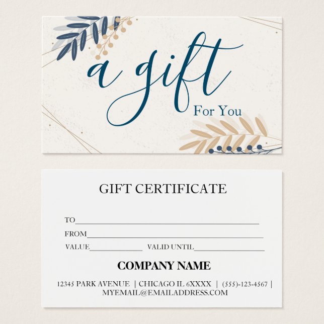 Simple & Modern Business Gift Certificate (Front & Back)