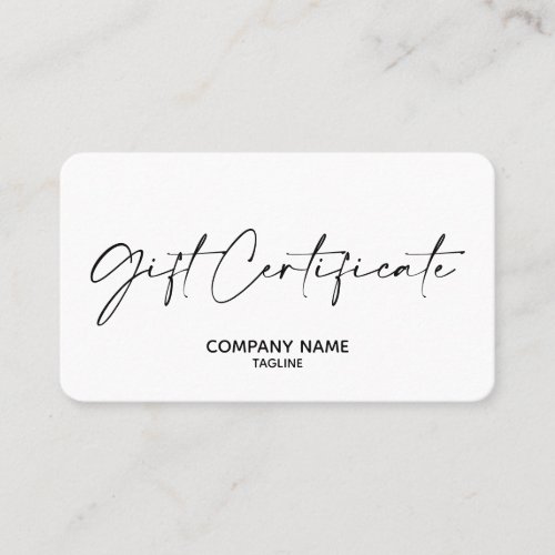 Simple  Modern Business Gift Certificate
