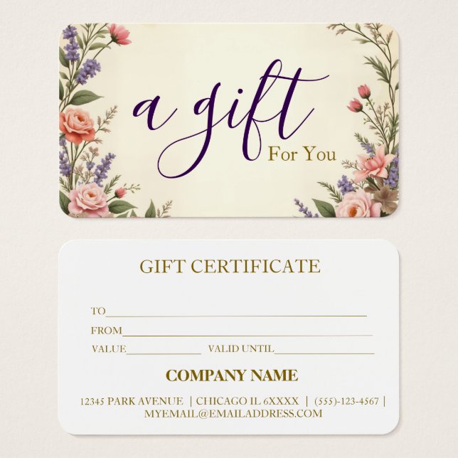 Simple & Modern Business Gift Certificate (Front & Back)