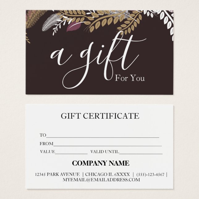 Simple & Modern Business Gift Certificate (Front & Back)