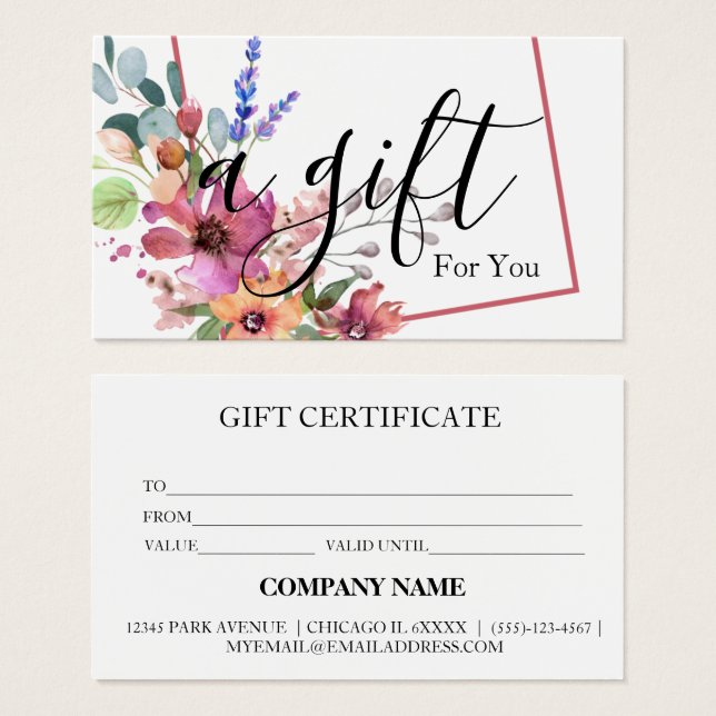 Simple & Modern Business Gift Certificate (Front & Back)