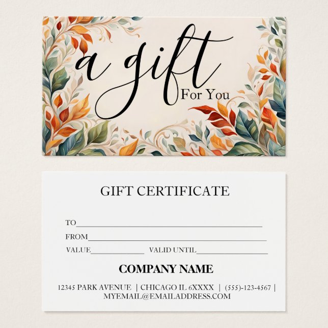 Simple & Modern Business Gift Certificate (Front & Back)