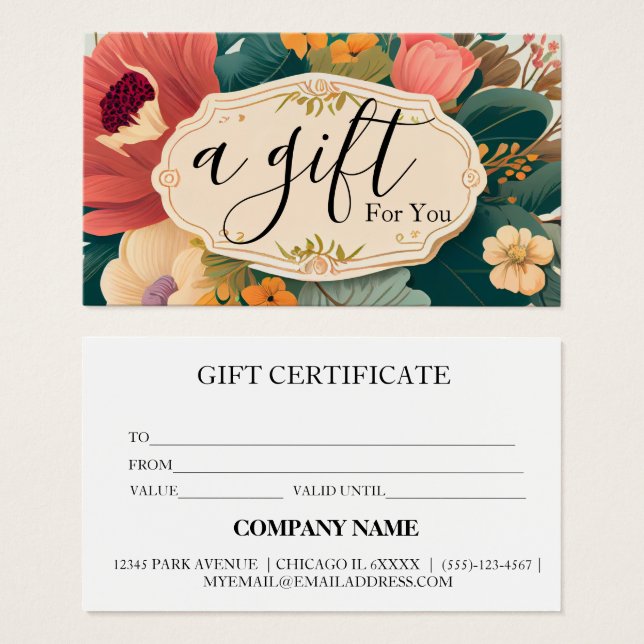 Simple & Modern Business Gift Certificate (Front & Back)