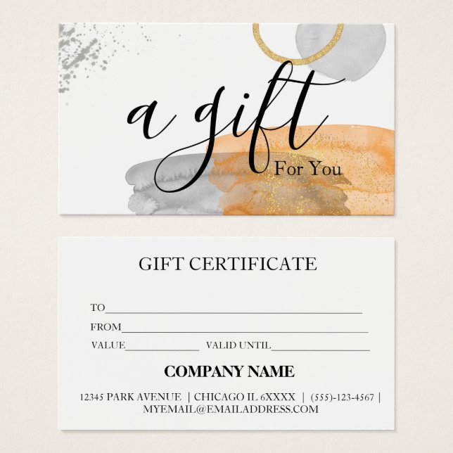 Simple & Modern Business Gift Certificate (Front & Back)