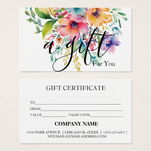 Simple  Modern Business Gift Certificate