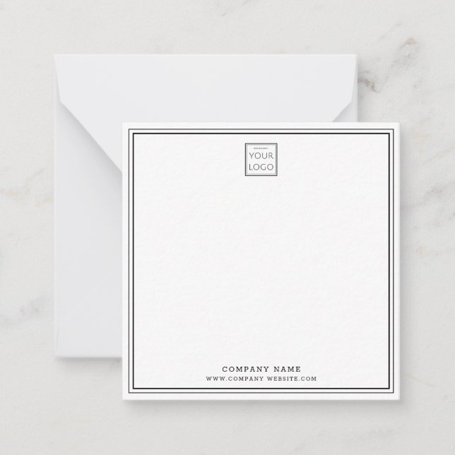 Simple Modern Business Logo Company Name Border Note Card (Front)