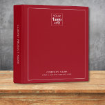 Simple Modern Business Logo Company Name Red 3 Ring Binder<br><div class="desc">Stylish and modern professional binder to store your business stationery .Personalize  with your logo and details.</div>