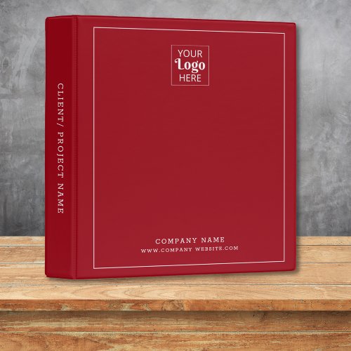 Simple Modern Business Logo Company Name Red 3 Ring Binder