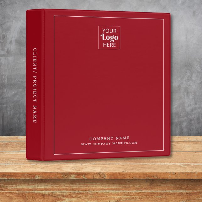 Simple Modern Business Logo Company Name Red 3 Ring Binder (Creator Uploaded)