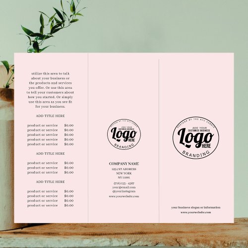 Simple Modern Business Logo Pink Trifold Brochure