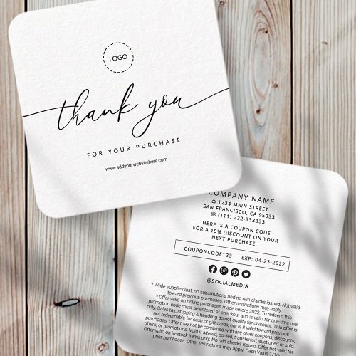 Simple Modern Business Promo Coupon Ad Campaign Square Business Card