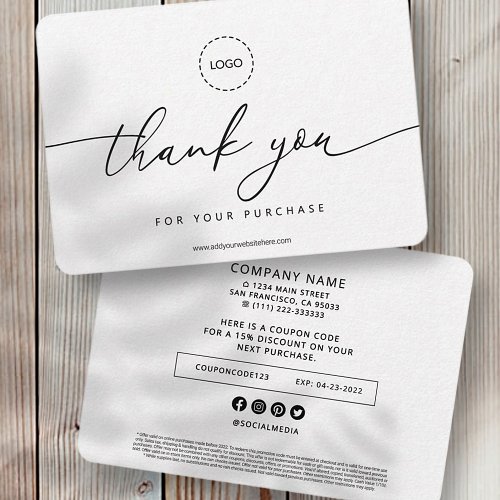 Simple Modern Business Promo Coupon Ad Campaign Thank You Card
