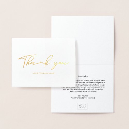 Simple Modern Business Thank you Gold Foil Card