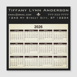 Simple Modern Calendar Black and Ivory Beige