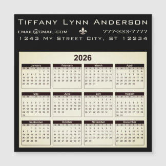 Simple Modern Calendar Black and Ivory Beige