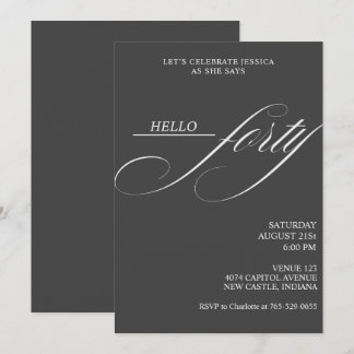 Simple Modern Caligraphy Forty 40th Birthday Party Invitation