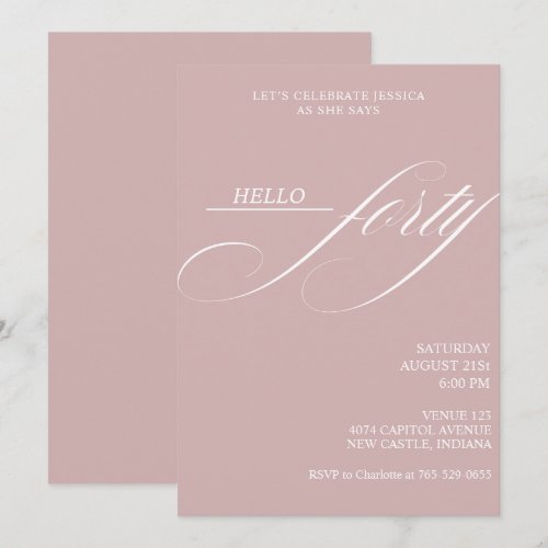 Simple Modern Caligraphy Forty 40th Birthday Party