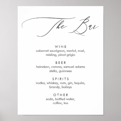 Simple Modern Calligraphy Bar Menu Sign