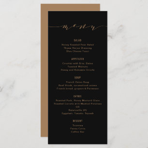 Simple Modern Calligraphy Black and Bronze Menu