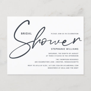 Simple Modern Calligraphy Bridal Shower Invitation Postcard