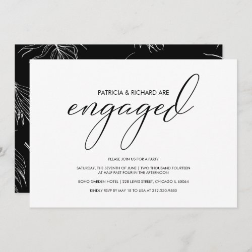 Simple Modern Calligraphy Engagement Party Invitation