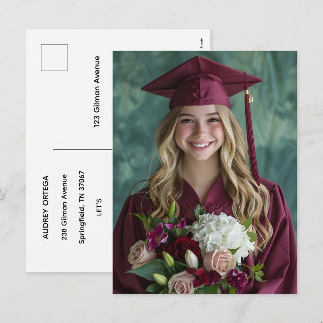 Simple Modern Calligraphy Graduation Invitation  (Front/Back)