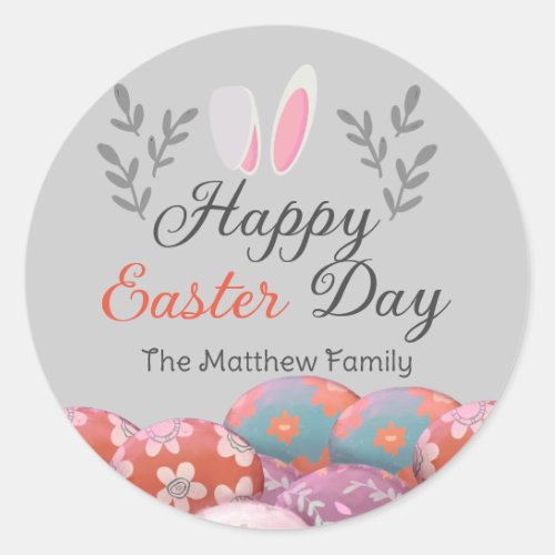 simple Modern Calligraphy Happy Easter to friends Classic Round Sticker