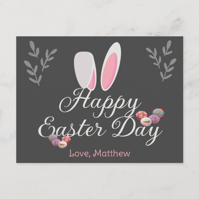 simple Modern Calligraphy Happy Easter to friends Holiday Postcard (Front)