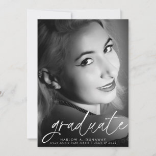 Simple Modern Calligraphy Photo Graduation Announcement