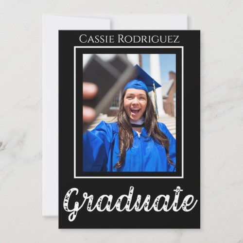 Simple Modern Calligraphy Photo Graduation Black