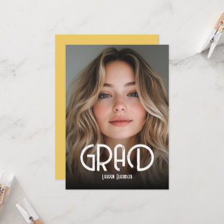 Simple Modern Calligraphy Photo Graduation Invitat Invitation