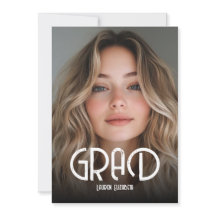 Simple Modern Calligraphy Photo Graduation Invitat