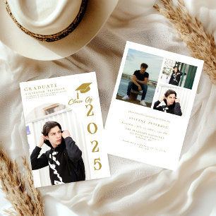 Simple Modern Calligraphy Photo Graduation Invitat Invitation