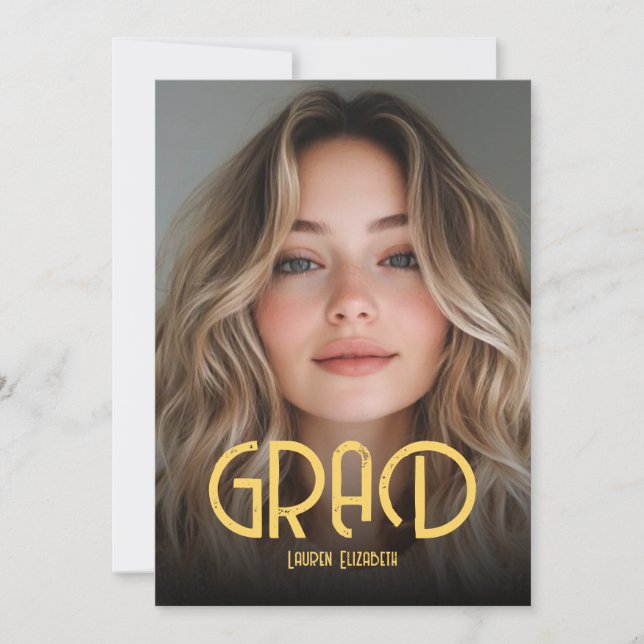 Simple Modern Calligraphy Photo Graduation Invitation (Front)