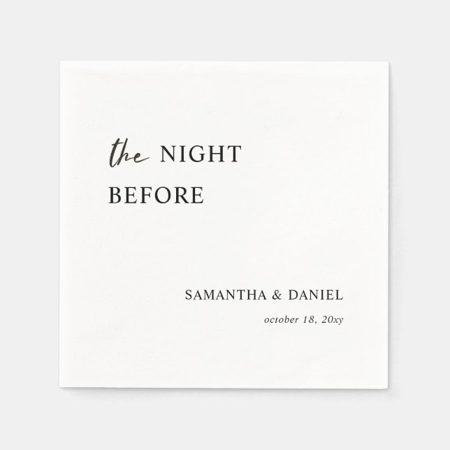 Simple Modern Calligraphy Script Rehearsal Dinner  Napkins (Front)