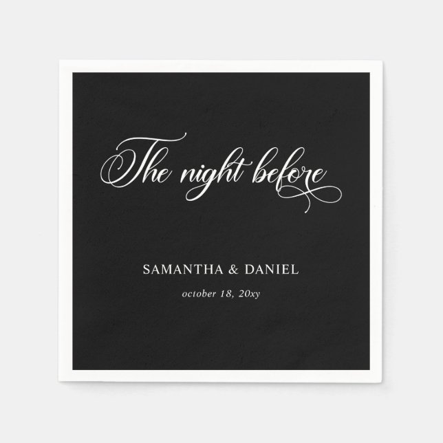 Simple Modern Calligraphy Script Rehearsal Dinner  Napkins (Front)