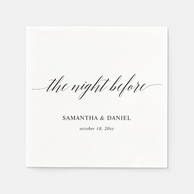 Simple Modern Calligraphy Script Rehearsal Dinner  Napkins (Front)