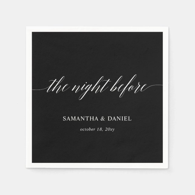 Simple Modern Calligraphy Script Rehearsal Dinner  Napkins (Front)
