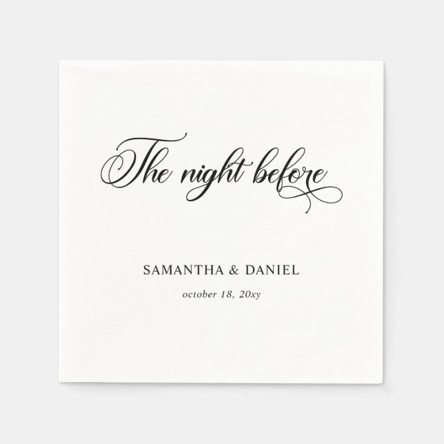 Simple Modern Calligraphy Script Rehearsal Dinner  Napkins (Front)