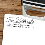 Simple Modern Calligraphy Script Return Address Self-inking Stamp<br><div class="desc">This modern calligraphy style return address stamp design features a combination of calligraphy script and text. It's makes addressing your holiday envelopes so much easier and also a wonderful gift. Simply customize your details and select your ink color.</div>