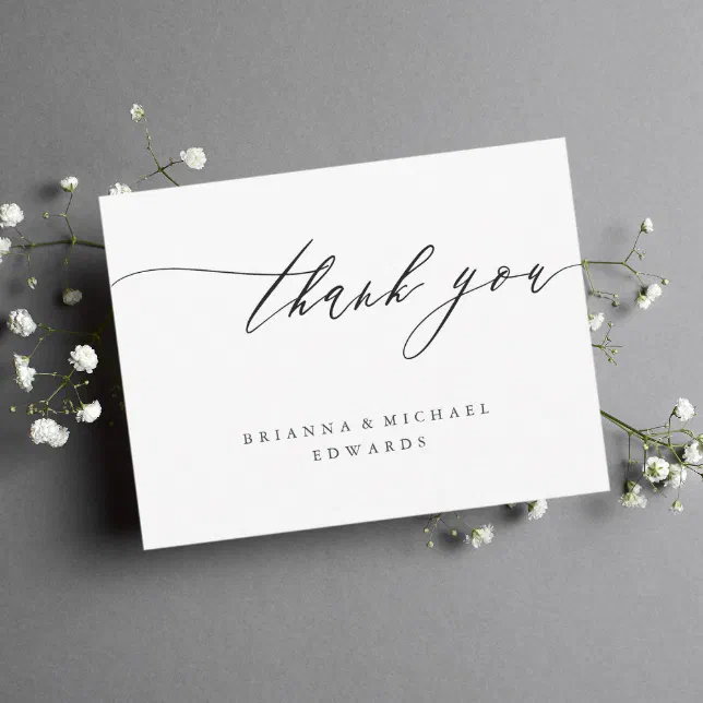 Simple Modern Calligraphy Thank You Card | Zazzle
